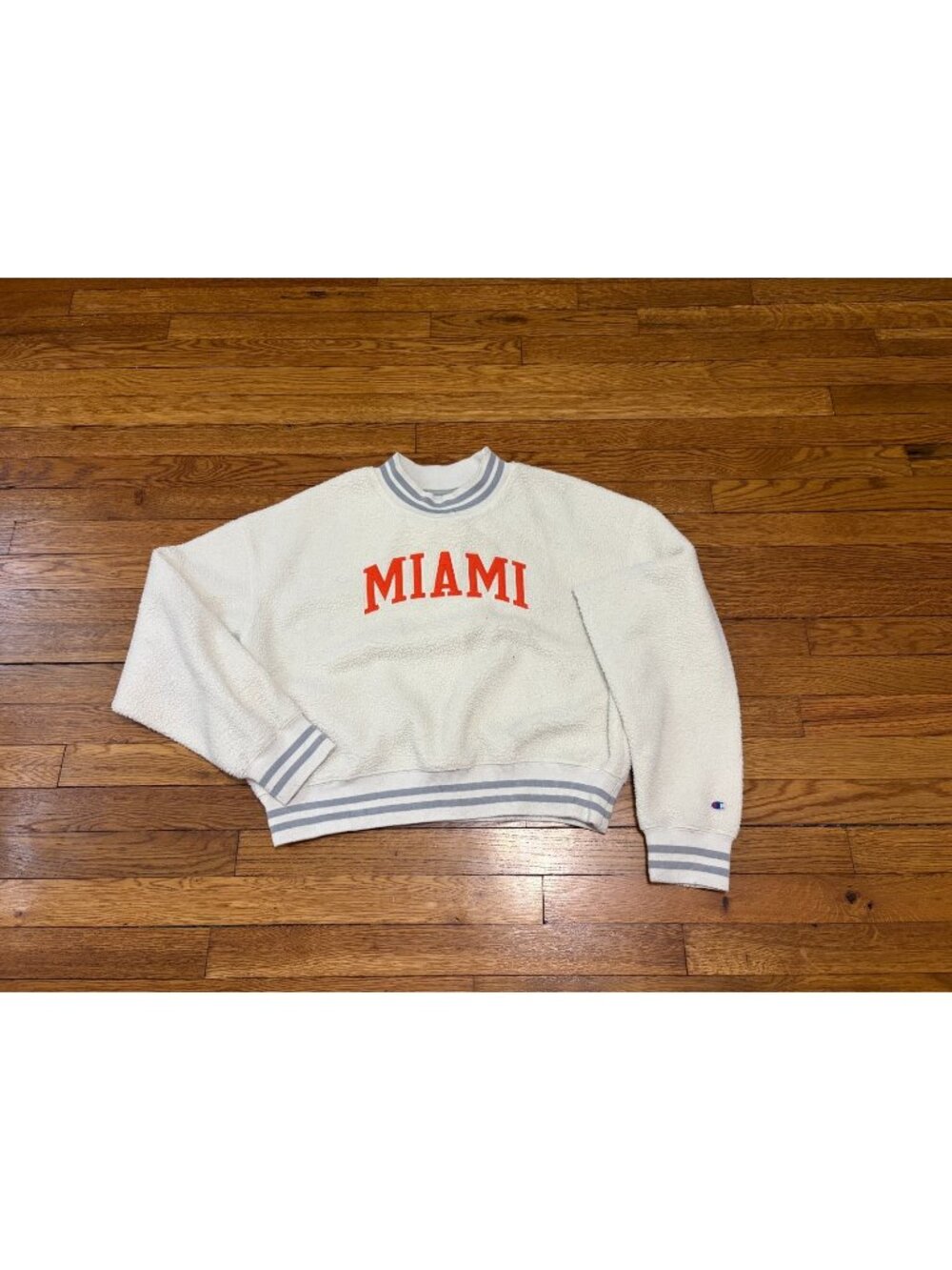 Champion University of Miami Hurricane Fleece Sweatshirt Adult Size XL White